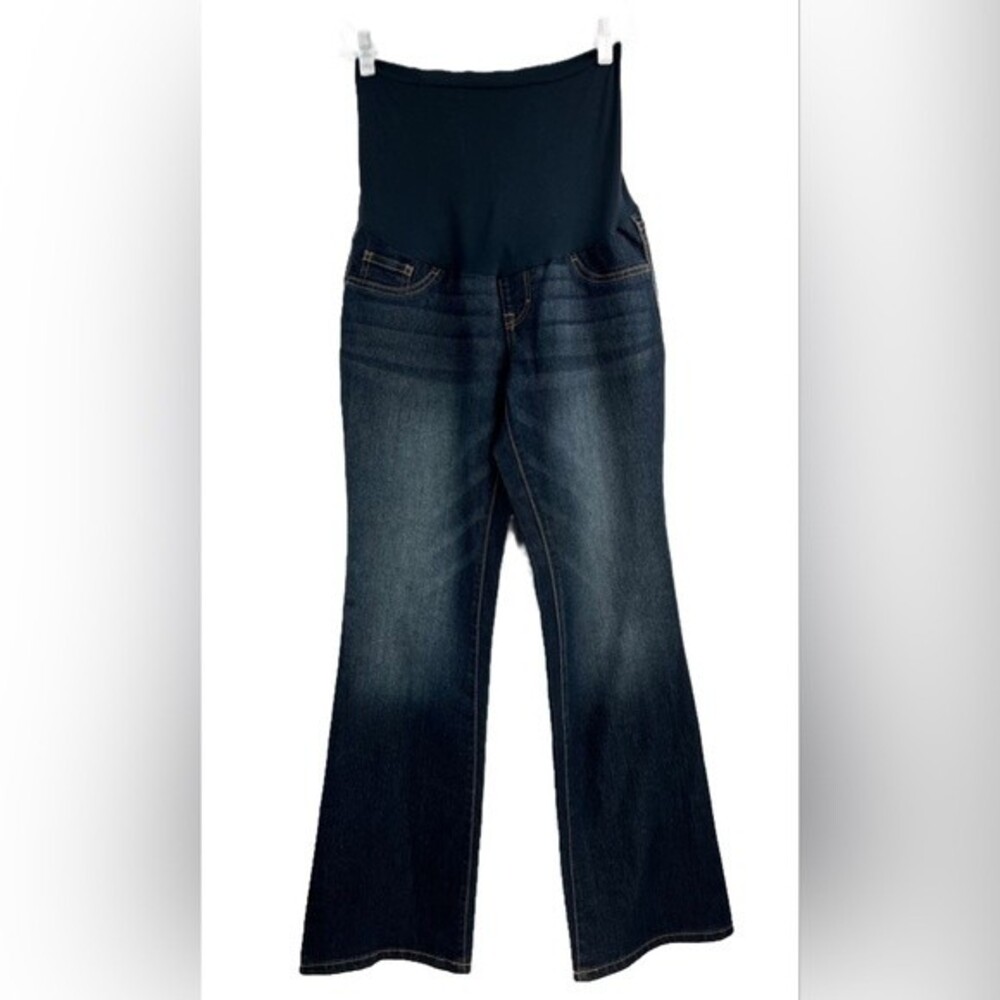 Indigo Blue Boot Cut Maternity Jeans Full Belly Panel Size XS